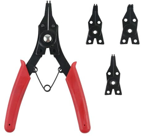 Set di Pinze per Anelli a Scatto 4 in 1,Pinze per Anelli di Sicurezza,Snap Ring Pliers,Pinze ad Anello di Fissaggio Con 4 Ganasce Intercambiabili Per Rimuovere Anelli Elastici