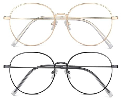 PVFZXS 2er-Set Fake Brille, Fensterglas Brille Damen, Blaulicht-Brille, Geeignet für Männer Und Frauen
