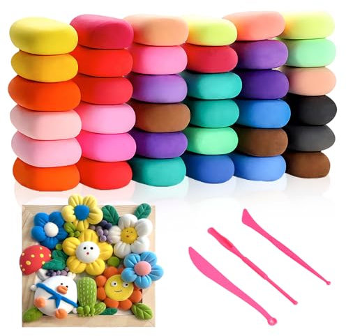 Modelliermasse Lufttrocknend - 36 Farben Knete Lufttrocknend für Kinder, Lufttrockener Magischer Knete, Geschenk für Jungen und Mädchen im Alter von 3-12 Jahren
