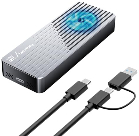 fanxiang M.2 NVMe Gehäuse mit Kühlsystem, USB 3.2 Gen 2 (10 Gbps), M/B+M Key, 2230/2242/2280, USB-C-zu-C & USB-A-zu-C, Bis 4 TB, MD85
