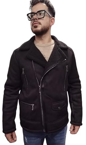 Berna Giubbotto Eco montone uomo modello chiodo con lana interna colore nero taglia M