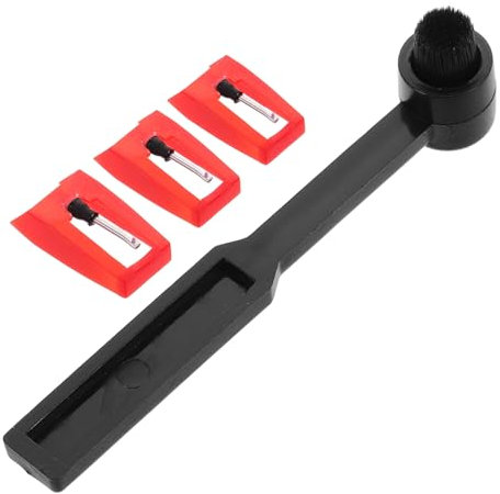 ibasenice Aguja De Fonógrafo Reemplazable Para Tocadiscos Kit De Limpieza De Agujas Cepillo Para Vinilos Accesorio De Para Grabadora Incluye Limpiador De Discos y Pin