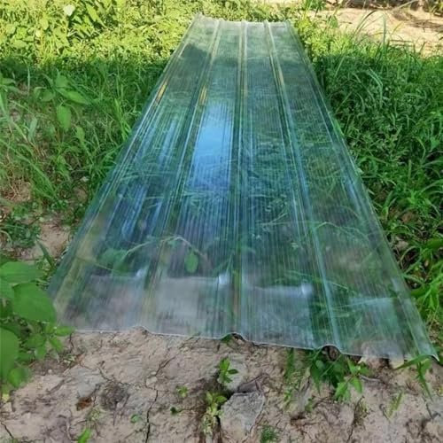 Corrugated Roof Panels, 1mm Thick FRP Skylight Panels, 3/4/6/8/10/13/15 Pieces Greenhouse Roof Cladding Panels, UV and Impact Resistant, Flashing Panels for Canopy (0.9×1.6m/35×63in,3pcs)