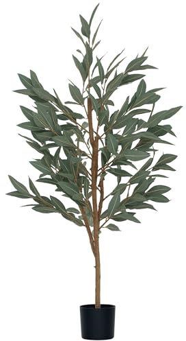 HOMCOM Planta Artificial Decorativa Grande 150 cm Laurel Artificial Planta con Maceta y Hojas para Interior Verde