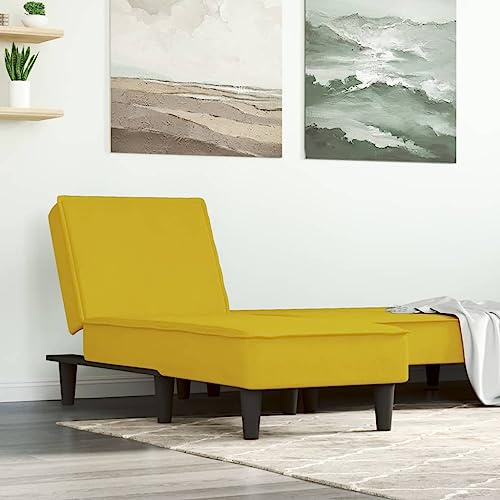 Teenpull Chaiselongue Gelb Samt, Verstellbar, Einzel-Sitzer, Gemütliches Lounge-Sofa für Erwachsene, Multifunktionales Gästebett, Schlafzimmer, Wohnzimmer