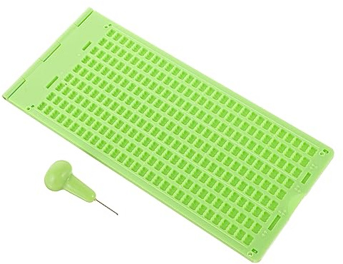 Veemoon Lavagnetta Braille in Plastica 30 Celle Penna Stilografica per Scrittura Braille, Semplice da Usare per Non Vedenti, per Back To School Party Outdoor