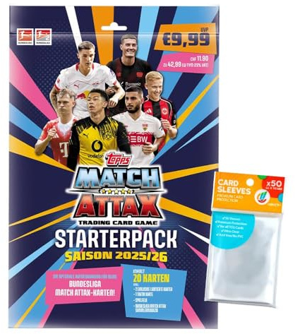 Bundle mit Topps Match Attax Bundesliga 2025/26 + Exklusive Collect-it Hüllen (1 Starter)