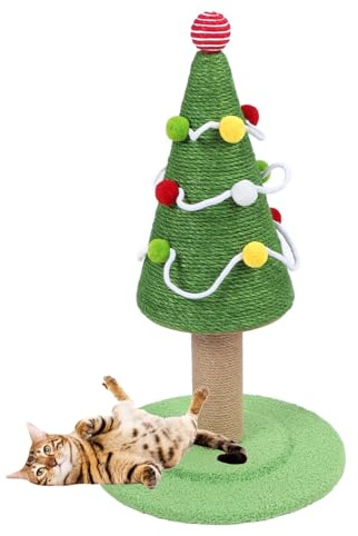 Generic Rascador para gatos, rascador para gatos con forma de árbol de Navidad, poste rascador para gatitos con base, torre de árbol de Navidad, decoración de fiesta de Navidad, centro de actividades
