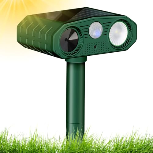 Répulsif Chat Ultrason, 3 Modes Repulsif Chat Solaire & Solaire et USB Répulsif Animaux, IP54 Étanche Repulsif Chat Exterieur avec Détecteur et Flash pour Chats Chiens Souris Ratons Animaux de Jardin
