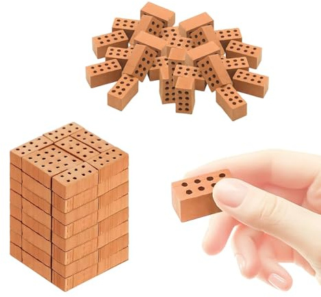 ATTEEFI 50 Stück Mini Ziegelsteine Set, Rote Miniatur Ziegelsteine für Modellbau, Garten Dekoration und DIY Projekte – Realistische Ziegelsteine aus Ton für Modellbau und Landschaftsgestaltung