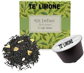 Caffè Vulcanus Gli Infusi Capsule Compatibili con Dolce Gusto, Tè e Tisane Naturali in Foglie, 50 Unità, Relax Digestiva Mirtillo (50 Capsule, Tè nero al limone)