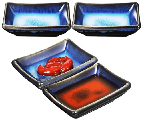Amosfun Lot De 4 Bols À Sauce Japonais En Céramique Coupelles À Sauce Soja Petits Bols À Trempette Plats À Condiments Pour Sushi Apéritif Et En-Cas 8.50 X 6.00 X 2.50 cm