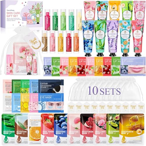 70 pièces de coffret cadeau pour soins de la peau pour femmes, 10 ensembles | d'accessoires pour spa et fête pour filles avec masques pour le visage, crème pour les mains, patches pour les yeux, masques