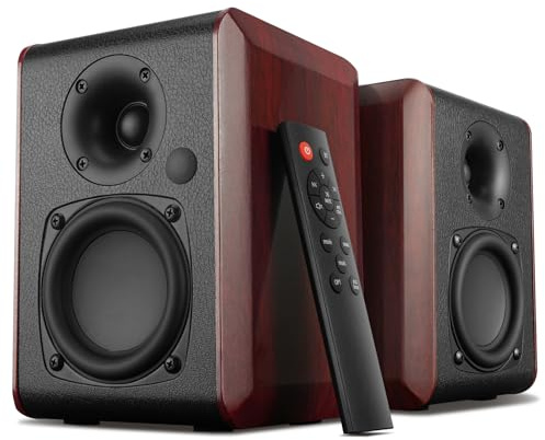 Saiyin Powered Bluetooth Bookshelf Speakers with 3.75 Woofer, 30W*2 Record Player Speakers with TV-ARC/Optical/AUX Input | Turntable Speakers with Subwoofer Line Out for PC,TV, and Home Audio