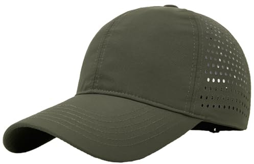 Lrastok Men Quick Dry Baseball Cap Adjustable Laser Cut Mesh Hat Curved Brim Snapback Hats