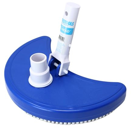 SWIMLINE HYDROTOOLS Manual Pool Vacuum Head Attachment For Inground & Above Ground Pools |Weighted Swimming Pool Vac Head Half Moon W/ Bristles| Swivel Hose 1-1/4 or 1-1/2’’| Clean Debris Corners