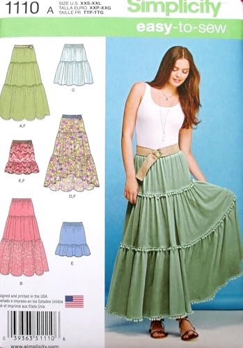 Simplicity Ladies Easy sömnadsmönster 1110 nivåerade kjolar i 6 stilar