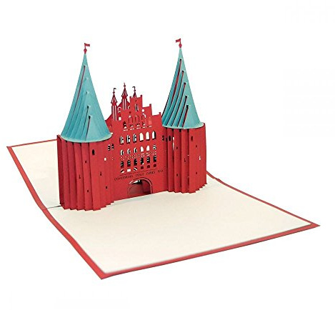 Holstentor Lübeck - 3D Karte/Pop-Up/Klappkarte - Reise-Gutschein, Grußkarte, Geburtstagskarte, Glückwunschkarte, Urlaubskarte, Andenken, Souvenir