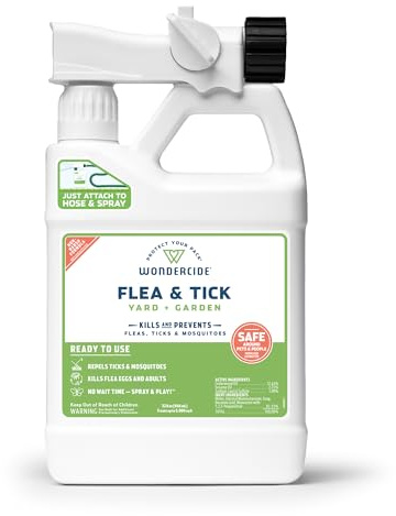 Wondercide - Ready to Use Flea, Tick, and Mosquito Yard Spray with Natural Essential Oils – Mosquito and Insect Killer, Treatment, and Repellent - Plant-Based - Safe Around Pets, Plants, Kids - 32 oz