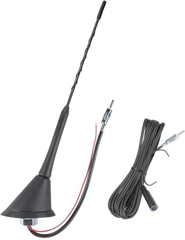 tomzz Audio 1000-043 Dachantenne 16V-Look AM/FM mit 450cm Kabel Verstärker DIN-Stecker Anti Noise Stab 23cm