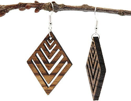 NaturSchatulle Holzohrringe Holzschmuck Mara Zebrano I natürliche Ohrhänger Holz 925 Sterling Silber Ohrringe Damen I Ohrschmuck