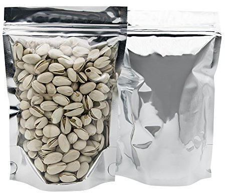 Tocone 100 st Mylar Aluminium Zip-Påsar Stå Upp Förpackning Återförslutningsbara Matpåsar Förvaring Luktskydd för Kaffe, Frön, Torkad Mat Torkade Blommor Te (14 x 20 cm)