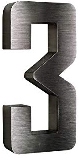 3 Hausnummer Edelstahl 3D rostfrei witterungsbeständig 20cm Hoch 0 1 2 3 4 5 6 7 8 9 a b c d erhältlich (3)