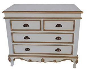 Armoire de commode style baroque - Blanc - Largeur : 100 cm