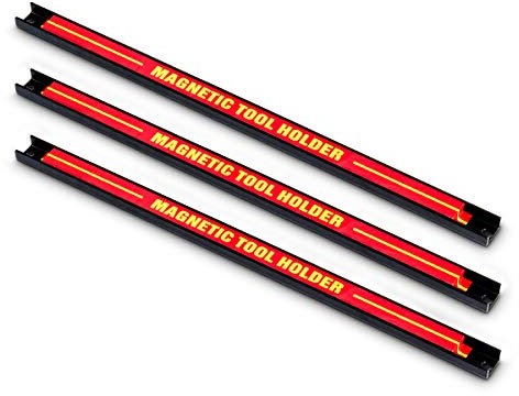 GOPLUS Set de 3/6 Barre Magnétique, Porte Outils Mural avec Charge 10KG, Aimant Puissant pour Rangement des Outils, pour Garage, Atelier, 46 x 2,5 CM (3, 46 x 2,5 CM)