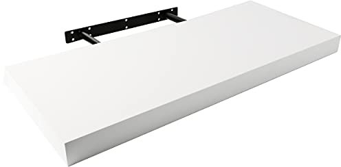 H HANSEL HOME Mensole Galleggianti da Parete 60x25x4cm Colore bianco, Mensole a muro fissaggio invisibile
