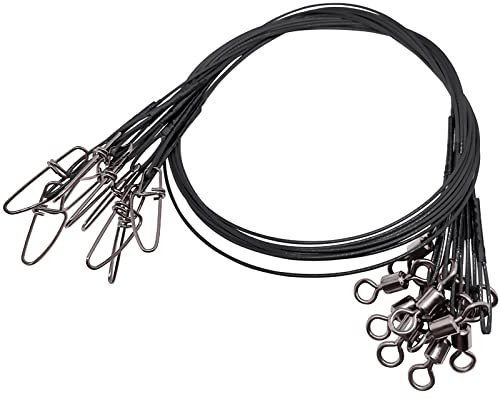 AMYSPORTS High Strength Fishing Leader Kit Heavy Rig Fishing Leaders Swivel Saltwater Line Wire Leader Snap Connector 20pcs 20inch 120lb
