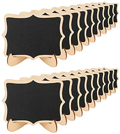 20 Stück Mini Tafel,Klein Holz Kreidetafel mit Ständer,Memotafel Tischkarten Platzkarte Preisschilder Für Buffet Hochzeiten Party