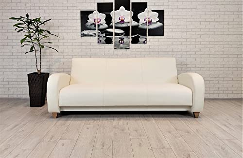 Quattro Meble Weißes Ledersofa Echtleder 3 er Sofa Mediolan Breite 222 cm aufklappbar mit Schlaffunktion und Bettkasten Echt Leder Couch große Farbauswahl