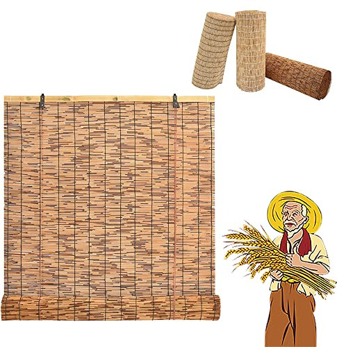 Bambusrollo,Retro Bambus-Rollo,bambus rollos für fenster,Natür Schilfvorhang Jalousien,Handgewebte Reed-Vorhang,mit Heber,Sonnenschutz/Wärmeisolierung/Atmungsaktiver/Lichtfilterung ( Color : Coffee-bl