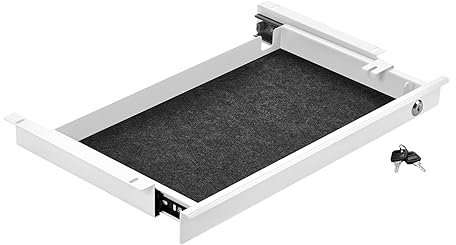 CAVO Dokumentenschublade aus Stahl 500 mm weiß, abschließbar, mit Kabeldurchführung, Unterbau-Schublade für Bürotische von SOTECH