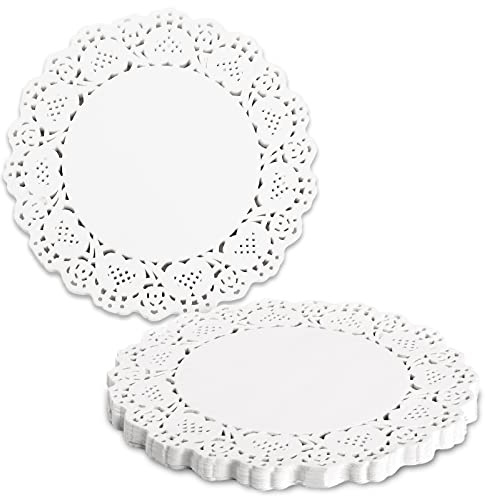 150 Pieces Lace Paper Doilies 6 inch White Lace Doilies Paper Disposable Round Paper Doilies for Buffet Cake Fried Food Party Wedding Valentine's Day Tableware Decoration