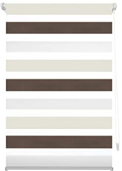 Decorblind Doppellagiges Rollo Ohne Werkzeug und Bohren, 130 x 180 cm (Breite x Länge), Stoffmaß 127 x 175 cm, für Nacht und Tag, Cremefarben, für Fenster
