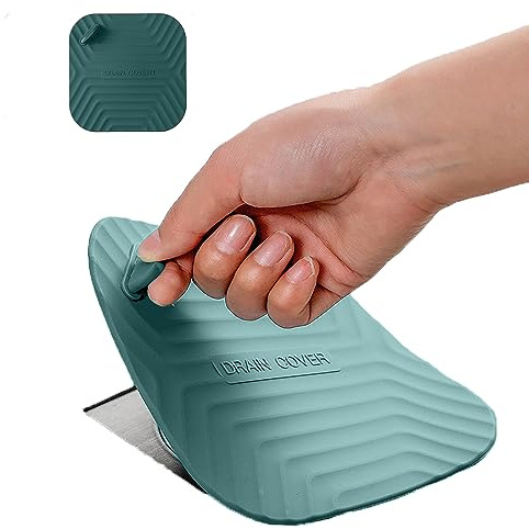 MAOYONG Duschavloppsskydd badkarspropp – fyrkantigt silikon golvavloppsskydd för badrum, badkarspropp dräneringsplugg, kök handfat dräneringspropp 14 cm svartgrön 1 st