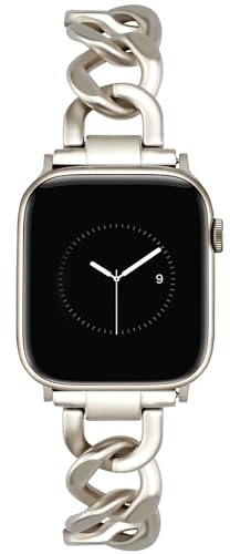 JR.DM Metall Band Gold Kompatibel mit Apple Watch Armband 38mm 40mm 41mm 42mm 44mm 45mm 46mm, Einkettiges Elegant Herren Damen Metallarmband Ersatz für iWatch Series 10/9/8/7/6/5/4/3/2/1/SE/Ultra