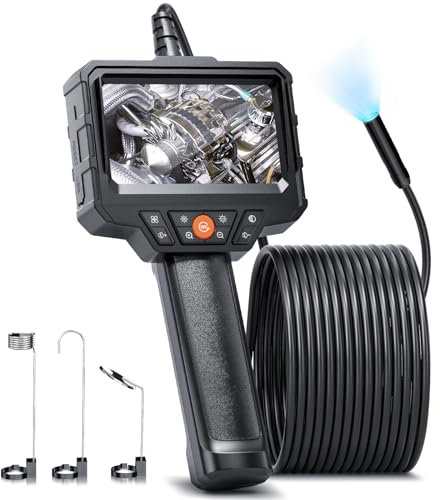 Endoskopkamera mit Licht, SGAINUL Industrie Endoskop Kamera 4,3 Zoll IPS Bildschirm Inspektionskamera Wasserdichtes Schlangenkamera Kanal Endoskop Kamera mit 8 Einstellbaren LED Licht -15M