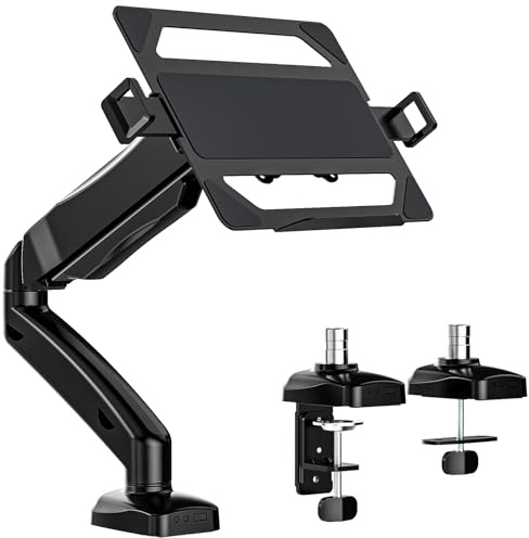 WALI Laptop Mount for Desk, Dual-purpose Laptop Arm Mount for 11.6 - 17.3 Notebook and 17-32” Monitor, Laptops Holder Arms Hold up to 9 kg, Laptops Bracket with Adjustable Arm (GSMP001LP), Black