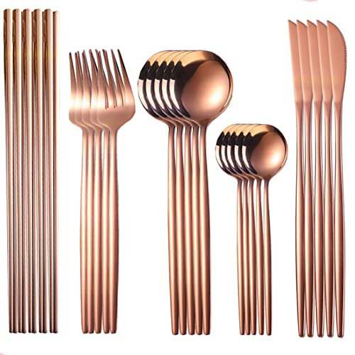 GaRcan Ensembles de Couverts 20/30 pièces en Or Rose, Ensemble de Couteaux de Table en Acier Inoxydable, Couverts de Table, cuillères et fourchettes, Vaisselle (Couleur : Or Rose 30 pièces)