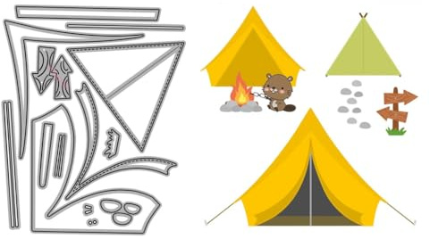 Sredwtk Zelt Haus Stanzschablonen Baum Metall Prägeschablonen Stanzformen Schneiden für DIY Karte Sammelalbum Scrapbooking Fotoalbum Deko Cutting Dies