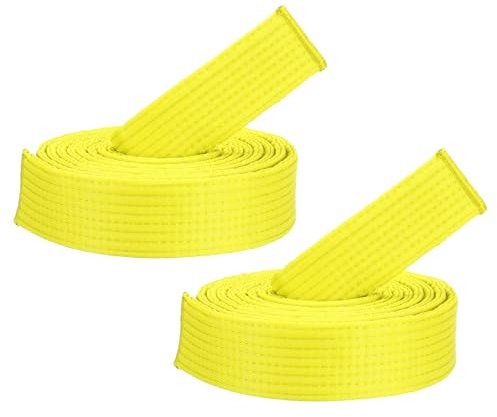 PATIKIL Taekwondo Farbige Gürtel für Ranglisten, 2er Pack 1,6 x9,2FT Polyester Taekwondo Farbige Gürtel für Unterricht Praxis, Gelb