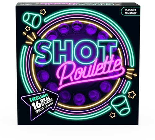 Goliath Shot Roulette, Gesellschaftsspiele ab 18 Jahren, Partyspiel für 2 Bis 8 Spieler, Spiel mit 16 Shot-Gläser und 1 Kugel, Geschenkidee für Erwachsenen