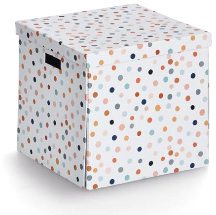 Zeller 14476 Aufbewahrungsbox Dots, recycelter Karton, ca. 33,5 x 33 x 32 cm