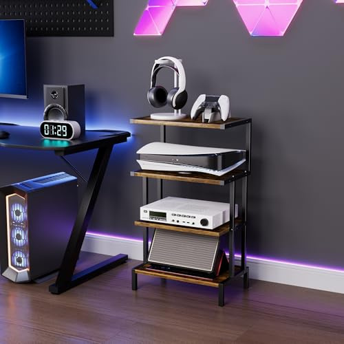 Aquzee Game Console Stands, 4-Tier AV Media Shelf, Stereo Stand