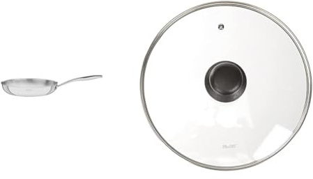 Tramontina Grano Frying Pan Stainless Steel for Induction, Electric & Ibili 970726 Stainless Steel Vented Silver & Black Glass Saucepan Cover Lid 26cm