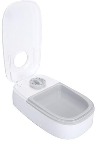 Zeitgesteuerter Futterautomat für Haustiere, Automatische Katzenfutterstation mit Rotierender Schnalle, Nassfutter-/Trockenfutterspender mit Platz für Eisbeutel (Gray)
