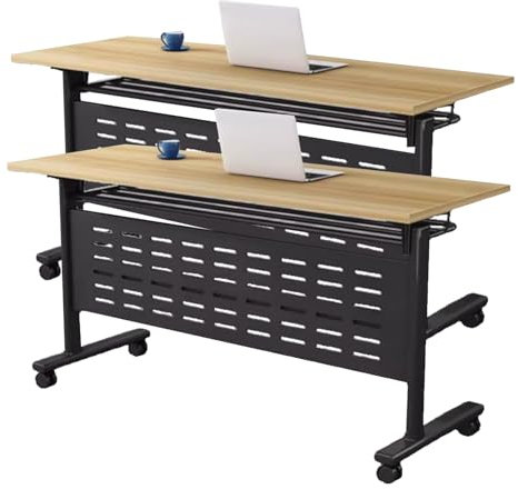 Mobiler Konferenzraumtisch mit Rollen, klappbarer Konferenztisch, Seminar-Tisch, Meeting-Tisch, rechteckig, rollbarer Trainingstisch für Studium, Arbeiten (2 Stück, 120 x 40 x 75 cm)